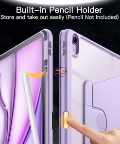 eNField-BD.COM JETech 360° Rotating iPad Air 13″ Case w/ Pencil Holder & Stand | Purple Cases & Screen Protector  