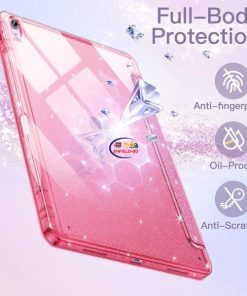 eNField-BD.COM JETech Glitter Case for iPad Air 11″ M3/M2/5/4 with Pencil Holder | Pink Cases & Screen Protector  