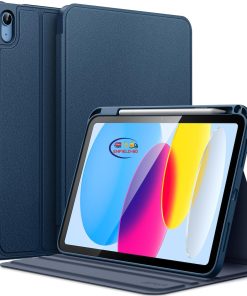 eNField-BD.COM JETech iPad (A16) Case 11th/10th Gen with Pencil Holder | Navy Cases & Screen Protector  