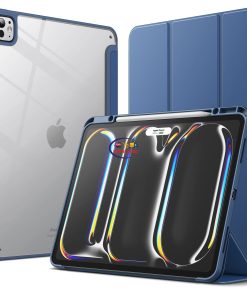 eNField-BD.COM JETech iPad Pro 13″ M4 Case (2024) with Pencil Holder | Navy Cases & Screen Protector  