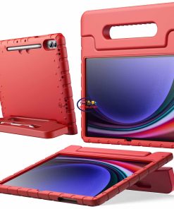 eNField-BD.COM JETech Kids Case for Galaxy Tab S9+ 12.4″ with S Pen Slot | Red Cases & Screen Protector  