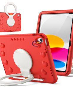 eNField-BD.COM JETech Kids iPad Case A16 11th/10th Gen | 360° Stand & Grip | Red Cases & Screen Protector  