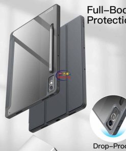 eNField-BD.COM JETech Lenovo Tab P12 Case 12.7″ | Stylus Holder + Tri-Fold Cover | Dark Gray Cases & Screen Protector