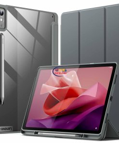 eNField-BD.COM JETech Lenovo Tab P12 Case 12.7″ | Stylus Holder + Tri-Fold Cover | Dark Gray Cases & Screen Protector  