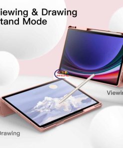 eNField-BD.COM JETech Samsung Tab S9+ Case with S Pen Holder & Tri-Fold Stand | Rose Gold Cases & Screen Protector