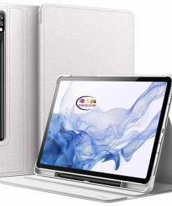 eNField-BD.COM JETech Slim Folio Case for Samsung Tab S8/S7 with S Pen | Silver Cases & Screen Protector