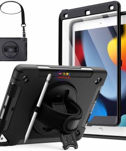 eNField-BD.COM JETech iPad 10.2 Case | Rugged 360° Stand with Screen Guard | Black Cases & Screen Protector  