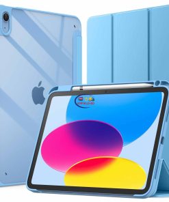 eNField-BD.COM JETech iPad Case (11th/10th Gen) with Pencil Holder Clear | Blue Cases & Screen Protector