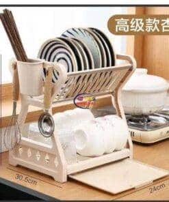 eNField-BD.COM Double-Layer Kitchen Dish Bowl Draining Storage Rack Kitchen & Dining  