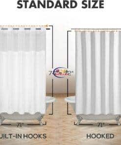 eNField-BD.COM Hotel Style No Hook Slub Shower Curtain with PEVA Liner 71×74″ | White Home & Living