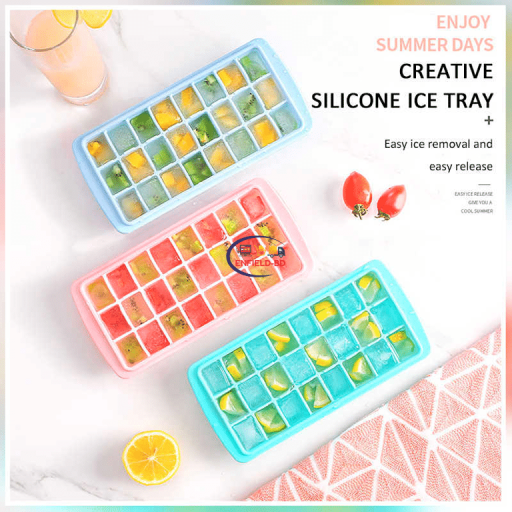 Household Supplies 24 Grid Food Grade Silicone Ice Tray Cube Home With Lid Square Shape Enfield-bd.com