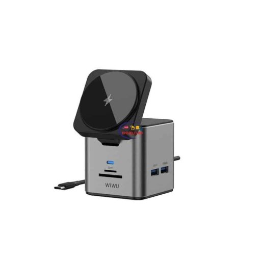 WiWU Wi-W025 9 in 1 Magsafe Wireless Charger Multi Ports | Black Charger & Adapter