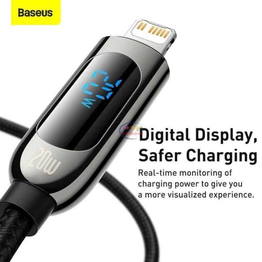Baseus Display Fast Charging Data Cable Type-C to iP 20W PD | Black Charger & Adapter