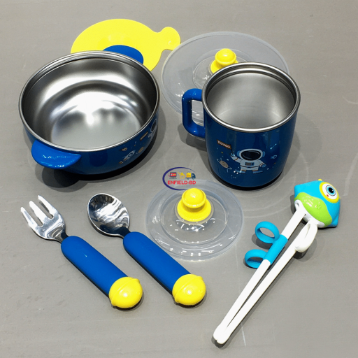 Enfield-bd.com Home & Living 5Pcs Feeding Set Stainless Steel Blue | Rovco Brand