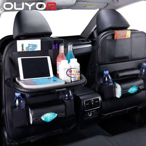 Enfield-bd.com Bike & Car Home & Living Car Seat Back Organizer PU Leather Pad Bag Car Storage Organizer Foldable Table Tray Travel Storage Bag Auto Accessories