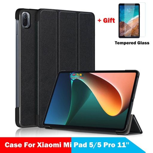 Enfield-bd.com Gadget Cases & Screen Protector Case For Xiaomi Mi Pad 5 Pro 11 Inch Smart Folio Shell Mi Pad 4 Plus 10.1 Protective Cover Tri-Fold PU Leather Tablet Stand Case
