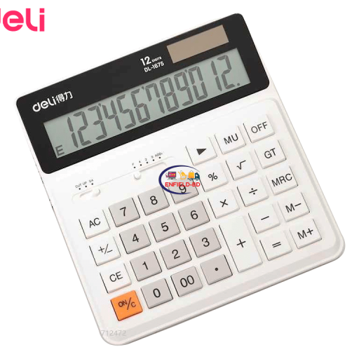 Stationery Products Deli Dual Power Calculator 12 Number Display Intelligent Shutdown Big Button Enfield-bd.com