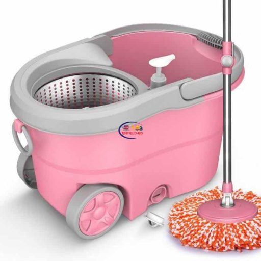 Enfield-bd.com Others Home & Living High Quality Floor Cleaner With Steel Spin Head Multi Color Spin Mop Bucket Portable Magic Double Drive Stainless Steel Hand Pressure Rotating with Head Household Floor Cleaning Set