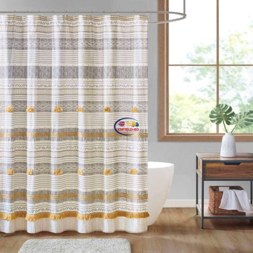 eNField-BD.COM INK+IVY Imani Tufted Chenille Shower Curtain | Grey/Yellow Home & Living