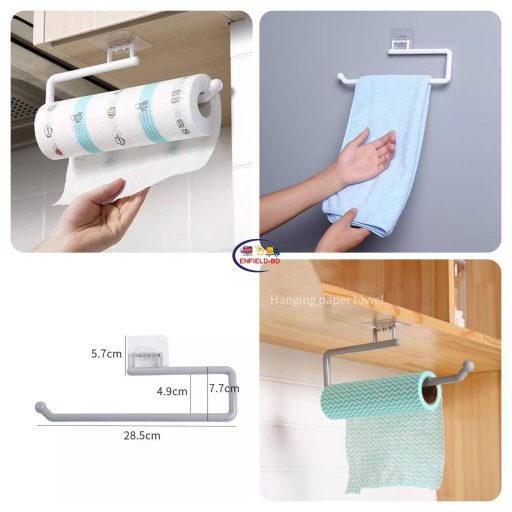 Enfield-bd.com Health & Household Kitchen & Dining Kitchen Tissue Holder with Glue Hook Hanging Toilet Roll Paper Towel Holder Rack Kitchen Bathroom Cabinet Door Hook Holder Organizer