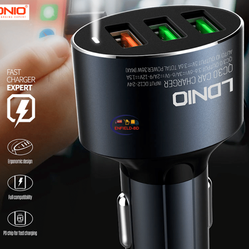 Home & Living LDNIO C703Q Car Charger 3USB Port QC3.0 Quick Charging 3.6A Enfield-bd.com