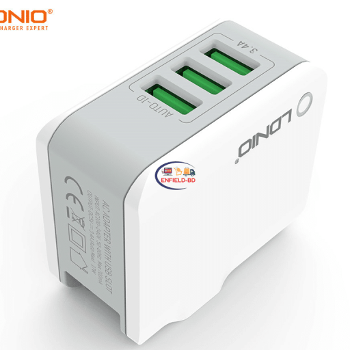 Gadget Ldnio A3303 3port USB Plug 5V 3.4a Universal Charger Enfield-bd.com