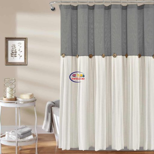 eNField-BD.COM Lush Decor Two-Tone Linen Button Shower Curtain | Dark Gray Home & Living