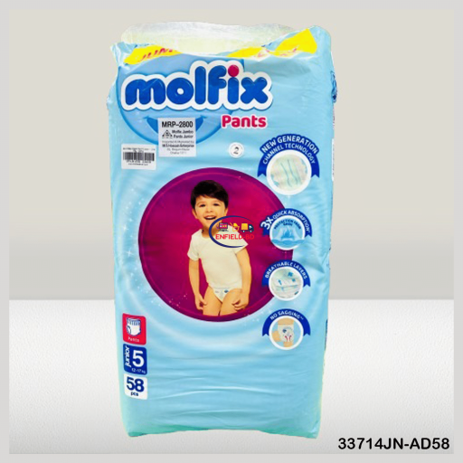 eNField-BD.COM Molfix Baby Diaper Pant Junior 58pcs | 12–17kg Soft & Secure Fit Others