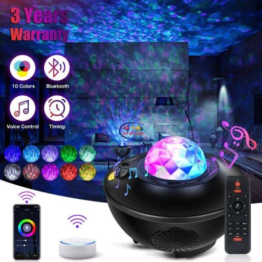 Enfield-bd.com Gadget New Galaxy Projector Light Sky Twilight Star Ocean Wave Projection Bluetooth Speaker Voice Control Christmas Projector Light