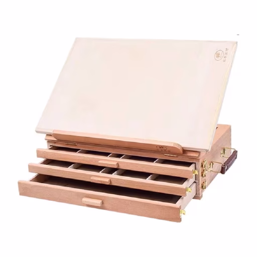 Portable Wood Tabletop Box Easel with 3-Layer Storage BD (5)