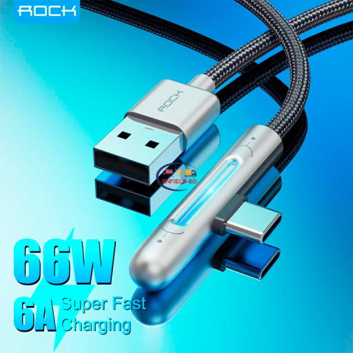 Gadget ROCK M3 USB TO TYPE-C ALUMINUM ALLOY GAMING DATA CABLE Enfield-bd.com