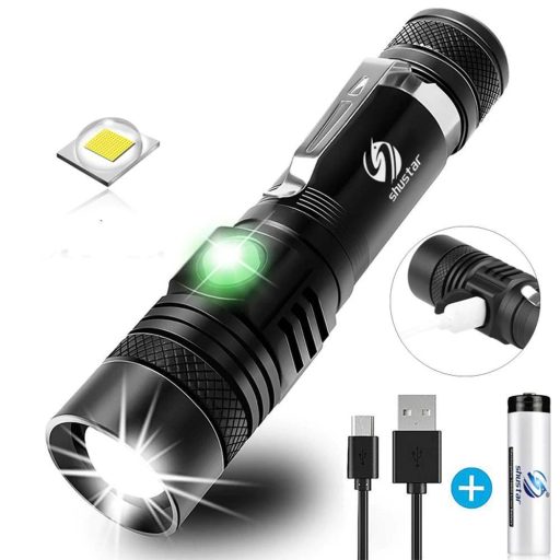 Enfield-bd.com Home & Living Ultra Bright LED Flashlight With LED lamp beads Waterproof Torch Zoomable 4 lighting modes Multi-function USB charging