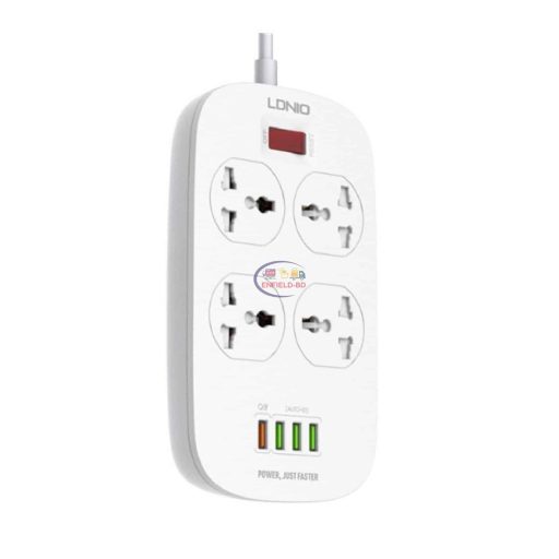 LDNIO SC4407 Power Socket 4 USB Charger Extension Cord | White Power Strips
